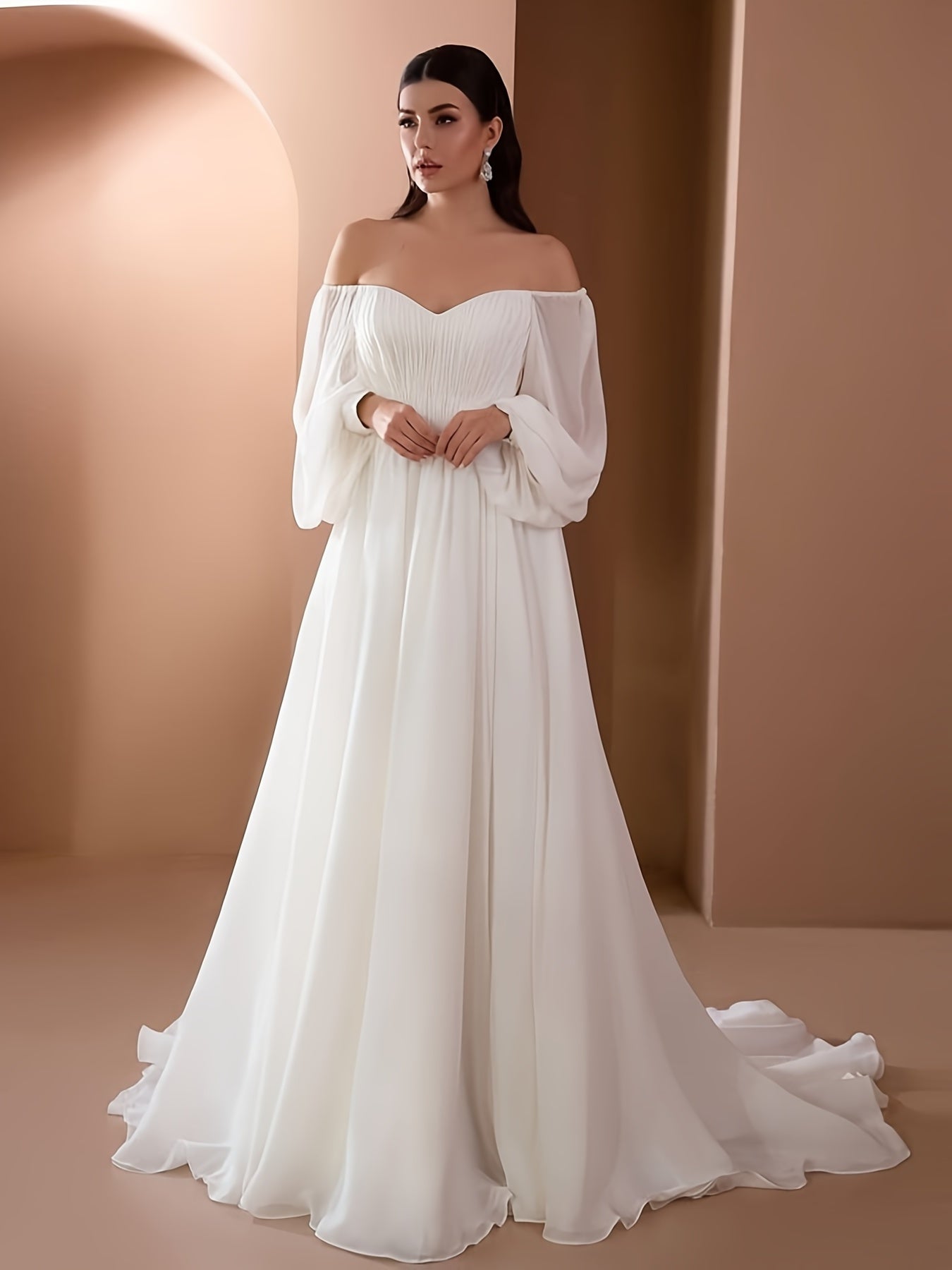Women's Sexy Off Shoulder High Waist Evening Party Gown