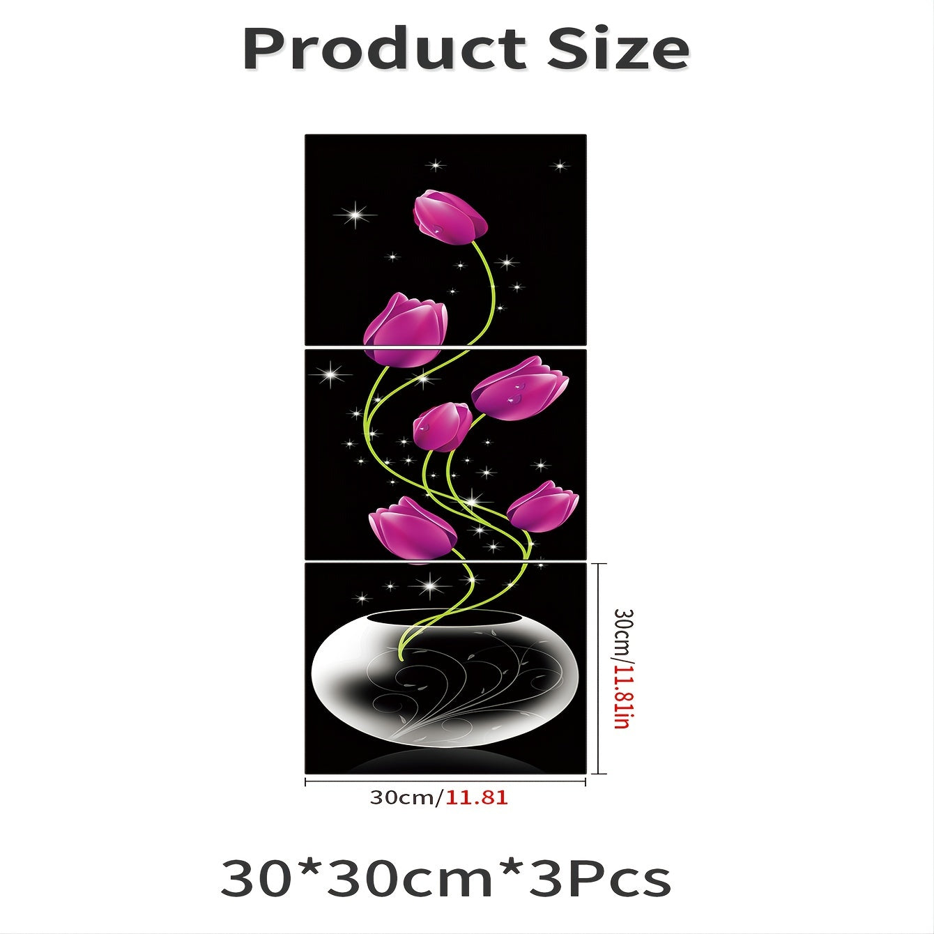 3pcs Self-Adhesive Flower Tile Sticker Set