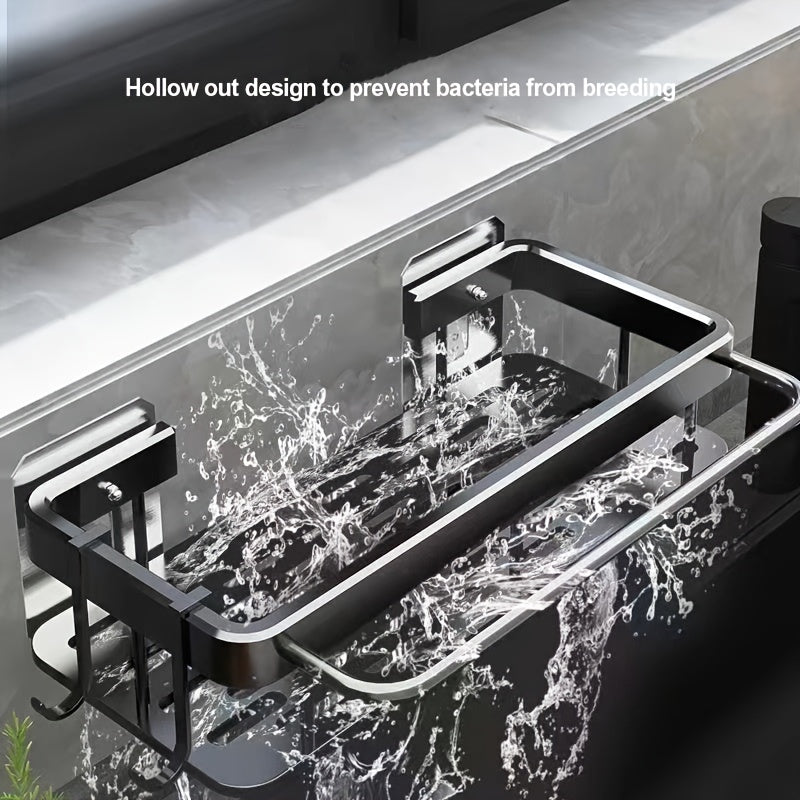 1pc Kitchen And Bathroom Washing Rack, Household Multi-functional No-Punch Wall-mounted Draining Rack, Sink Storage