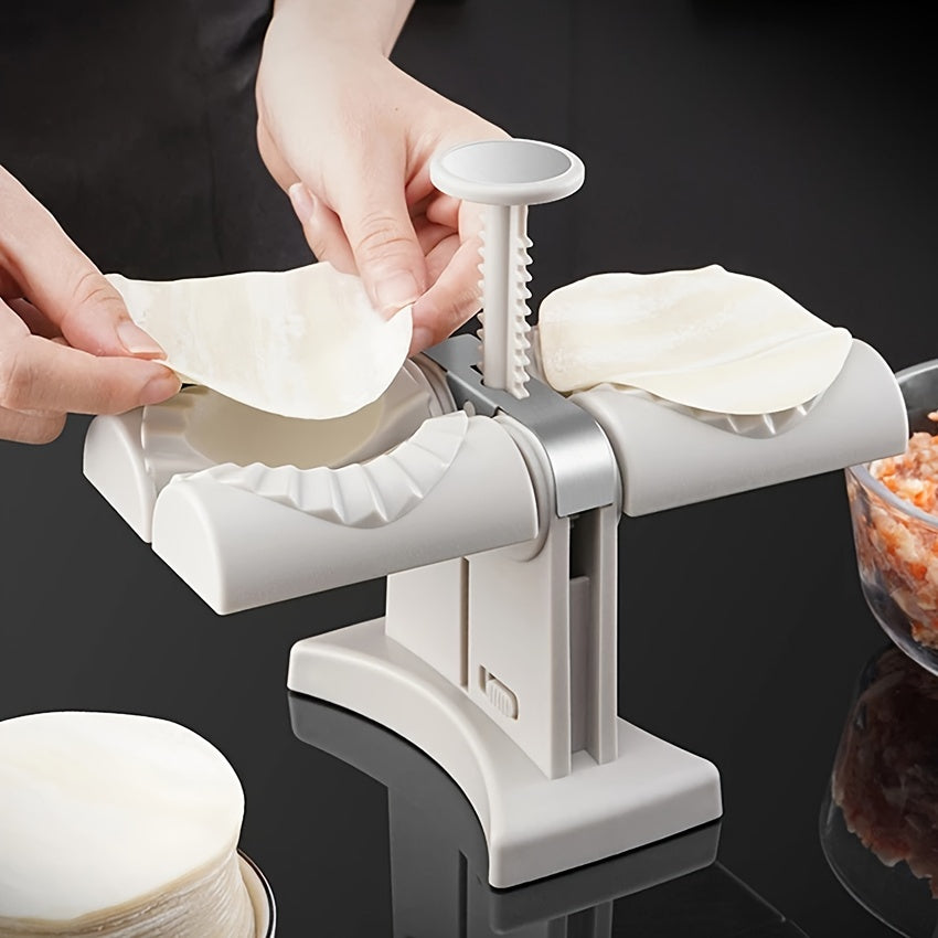 1pc Household Double Head Automatic Dumpling Maker Mould, Manual Ravioli Press Machine Dumpling Press Set Double Heads Mold Wrap Two At A Time, Restaurant Kitchen Gadgets, Make Dumplings Empanadas Quickly