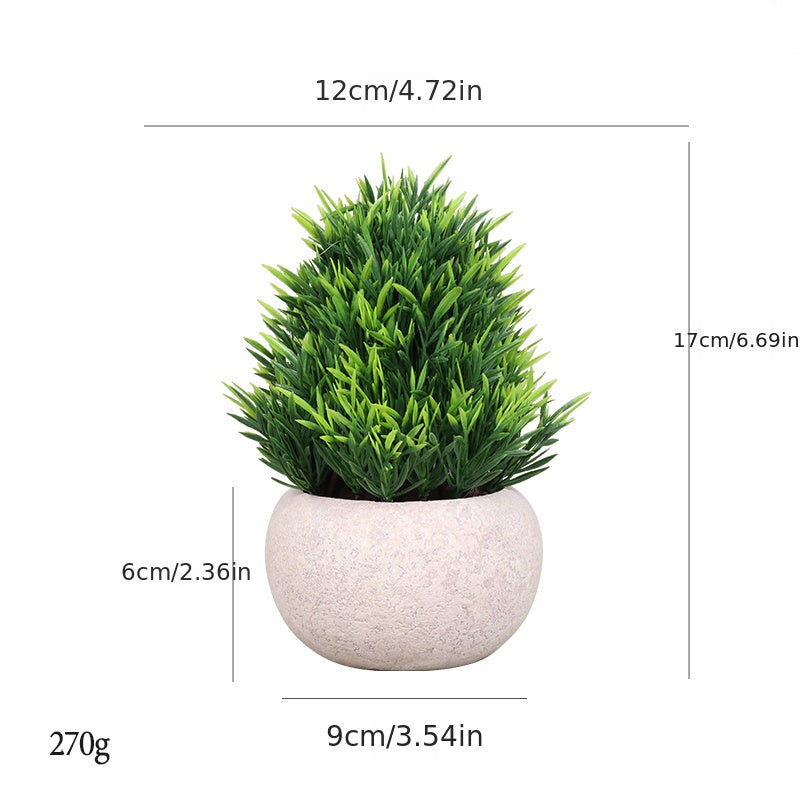 1pc Fake Potted Plants For Bathroom Home Office Decor Mini Artificial Plastic Faux Topiary Shrubs Fake Plants For Desk Decoration