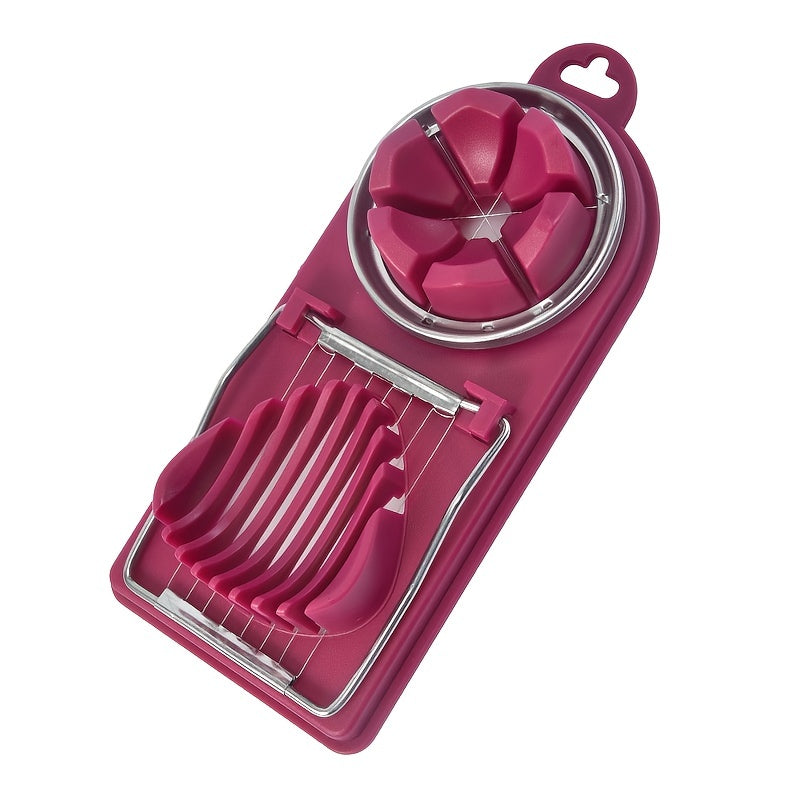 1pc Egg Slicer & Wedger, Multifunctional Egg Cutter, Kitchen Restaurant Cutter, Multipurpose Stainless Steel Wire Cutter, Multifunctional Divider, Egg Fruit And Vegetable Slicer Tool