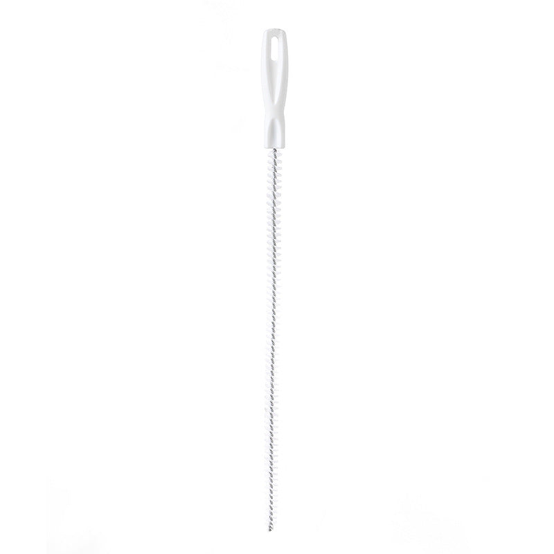 1pc Flexible Sink Cleaning Brush, Pipe Dredging Brush, Sewer Hair Clog Removal Tool, With Long Spiral Nylon Bristles Cleaning Brush, For Kitchen Bathroom Bathtub Toilet, White