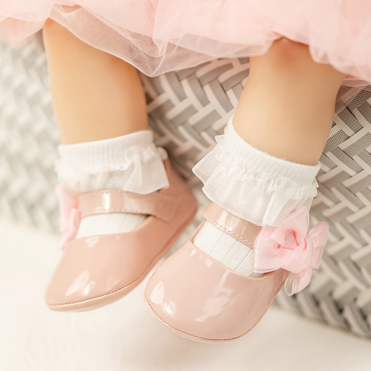 Infant Baby Girls Mary Jane Ballet Flats with Bow Decor