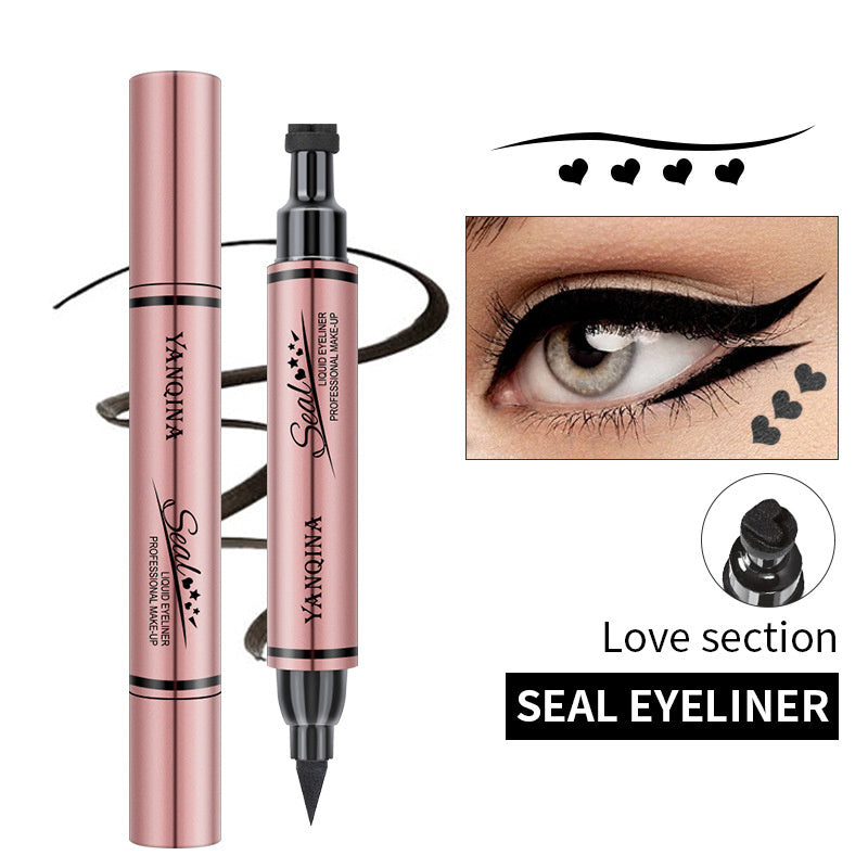 2-in-1 Eyeliner Stamp Pencil: Waterproof, Double-Ended, Black Liquid, Quick Dry, Triangle Seal, Eye Liner Makeup
