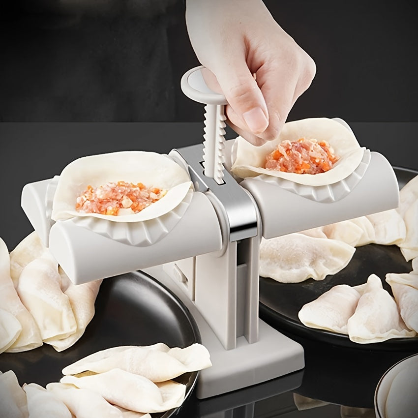 1pc Household Double Head Automatic Dumpling Maker Mould, Manual Ravioli Press Machine Dumpling Press Set Double Heads Mold Wrap Two At A Time, Restaurant Kitchen Gadgets, Make Dumplings Empanadas Quickly