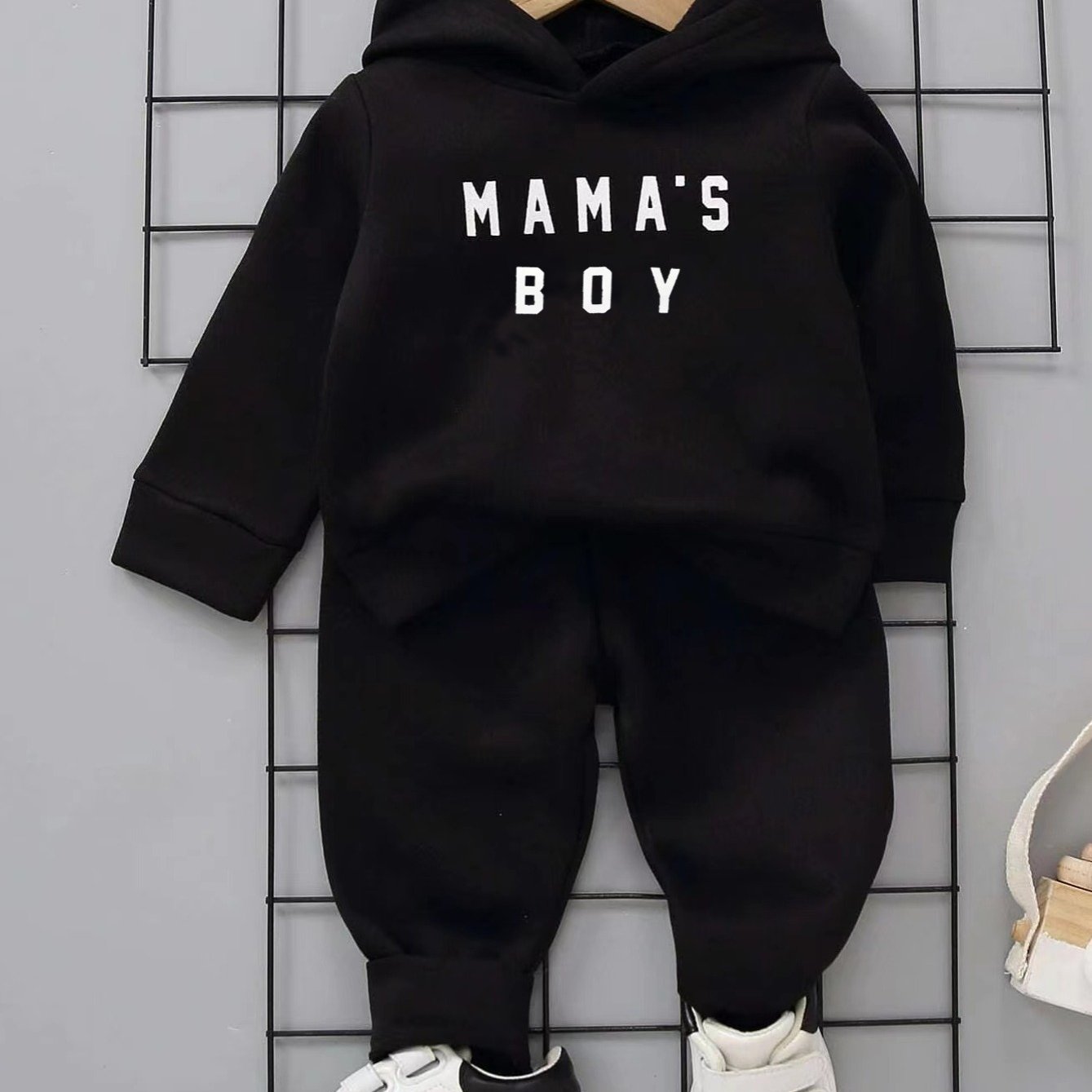 "MAMA'S BOY" Thermal Hoodie and Sweatpants Set for Baby Boys