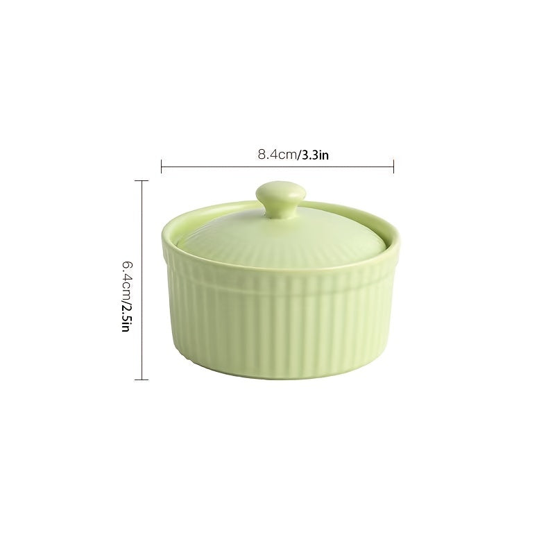 1pc Ceramic Soufflé Covered Bowl with Lid