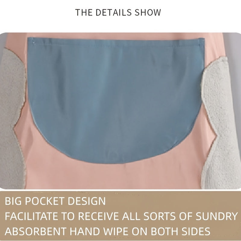 1PC Home Apron With Daisy Print, Adjustable Cooking Aprons, Waterproof And Oil-proof, Water-drop With 1 Big Pockets, Bib Aprons