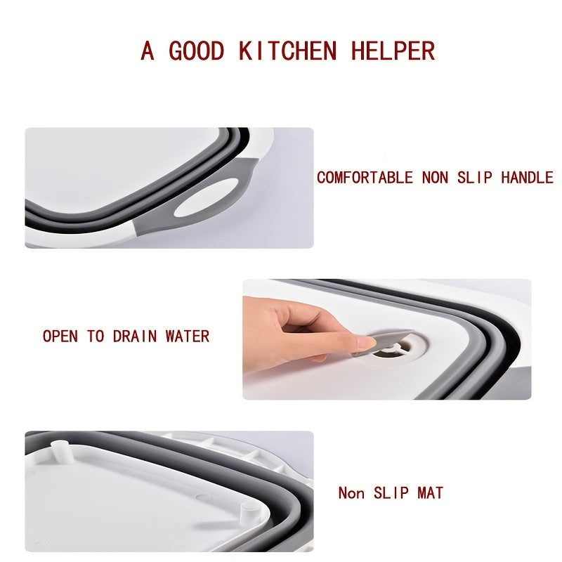 1pc Folding Cutting Board, Clean Food, Cut Food, Gather Food, Gather Seasoning, Household, Kitchen, Dining Room, Multi-purpose Cutting Board