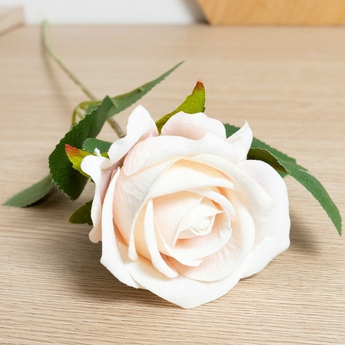 Silk Artificial Rose Flower Long Branch Bouquet - Set of 5 for Weddings and Home Decor