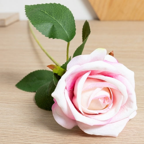 Silk Artificial Rose Flower Long Branch Bouquet - Set of 5 for Weddings and Home Decor