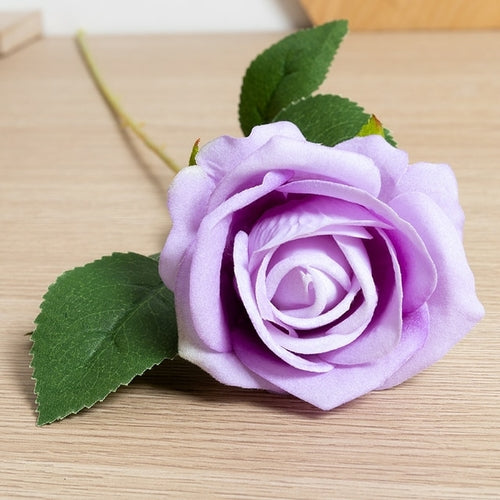 Silk Artificial Rose Flower Long Branch Bouquet - Set of 5 for Weddings and Home Decor
