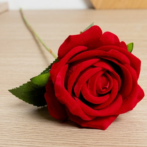 Silk Artificial Rose Flower Long Branch Bouquet - Set of 5 for Weddings and Home Decor