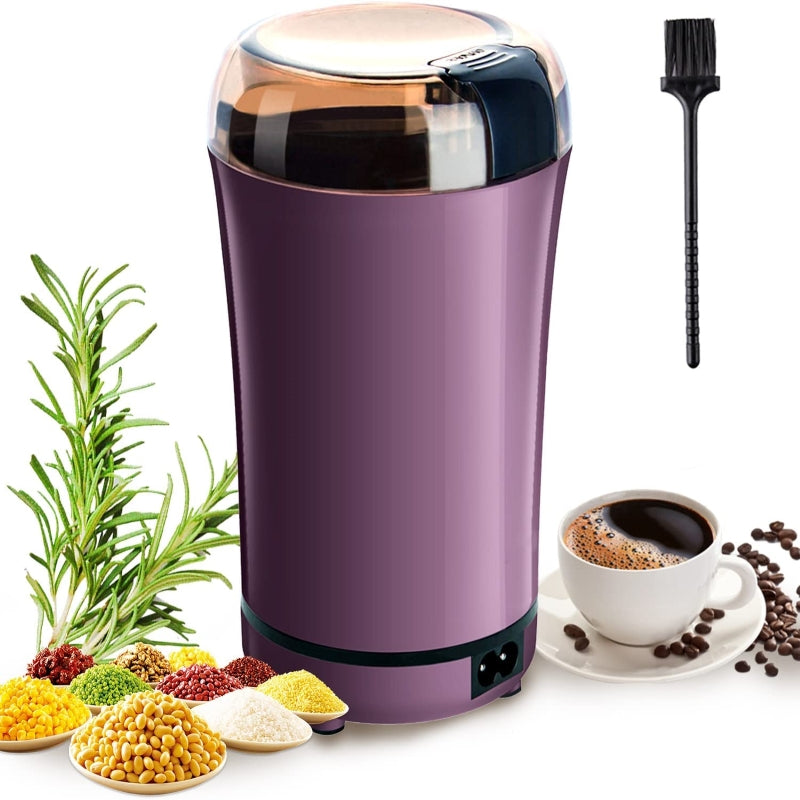 1pc Electric Coffee Grinder, Grain Grinder, Portable Coffee Bean Grinder With Replacement Stainless Steel Blade And Brush For Dried Herbs Spice Peanut Grain