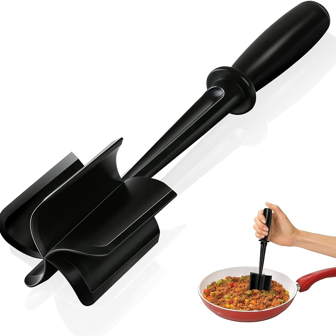 1pc Meat Chopper, Hamburger Chopper, Minced Meat Chopper, Kitchen Mince Masher For Meat, Ground Beef, Turkey, Hamburger Chopper Utensil, Multifunctional Smash Hand Tool