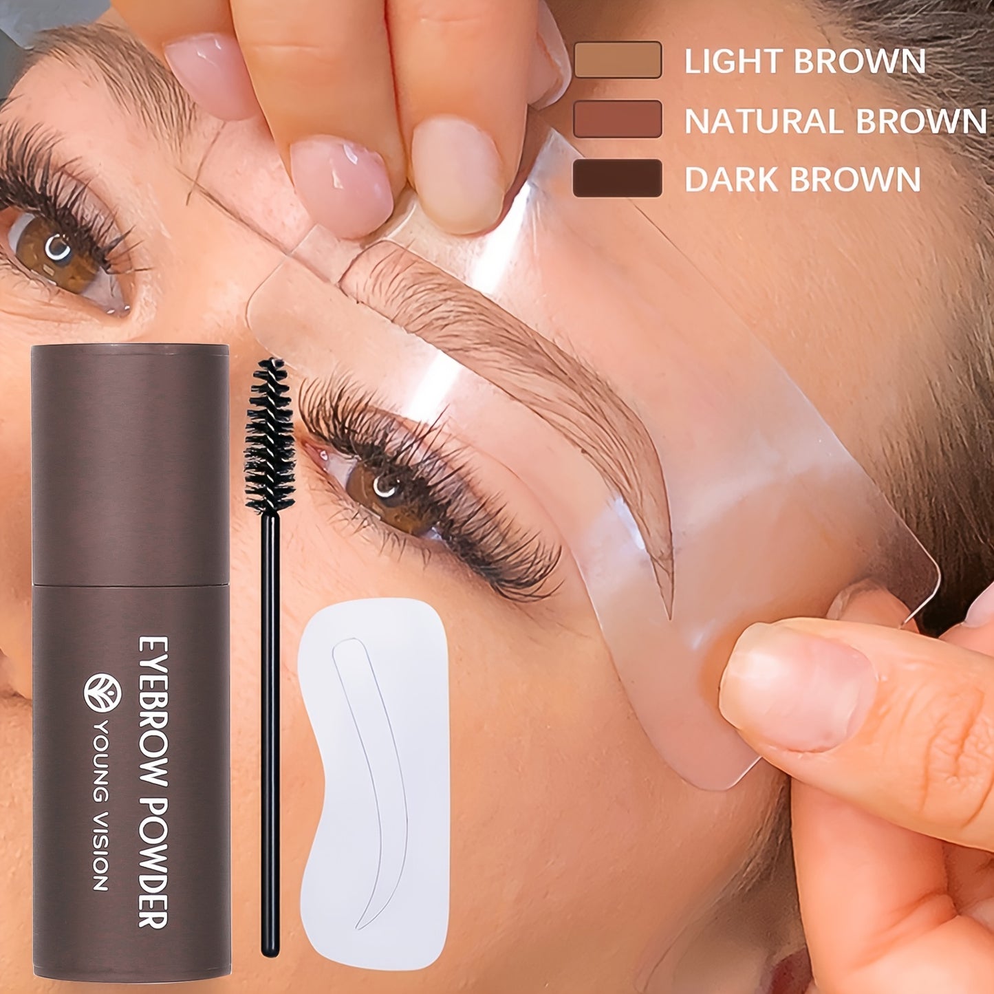 One-Step Eyebrow Stamp Stencils Kit: Powder Makeup for Perfect Brows
