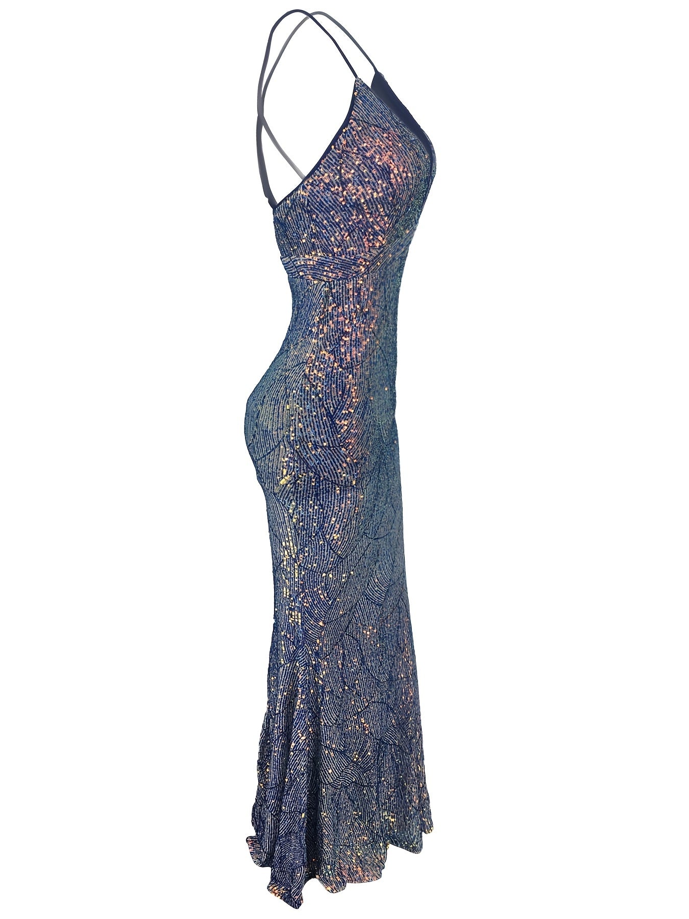 Sexy V-Neck Sequined Long Prom Gown