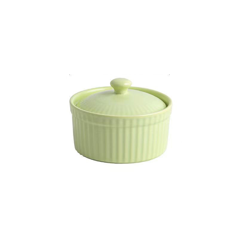 1pc Ceramic Soufflé Covered Bowl with Lid