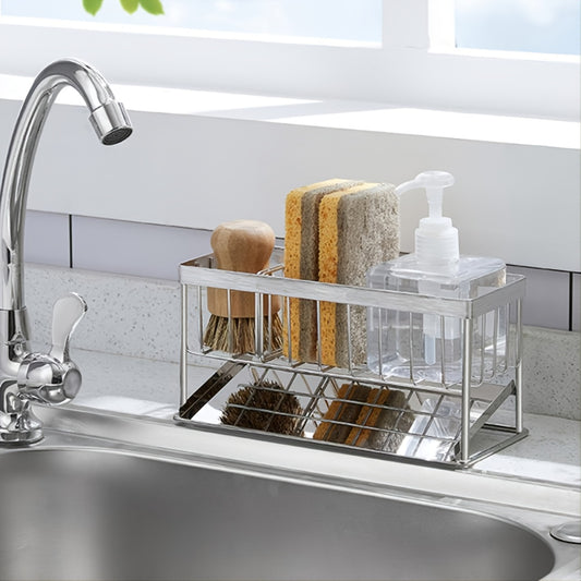1pc Kitchen Stainless Steel Sink Storage Shelf Tabletop Sponge Mop Rag Dishcloth Sink Draining Bathroom Storage Rack