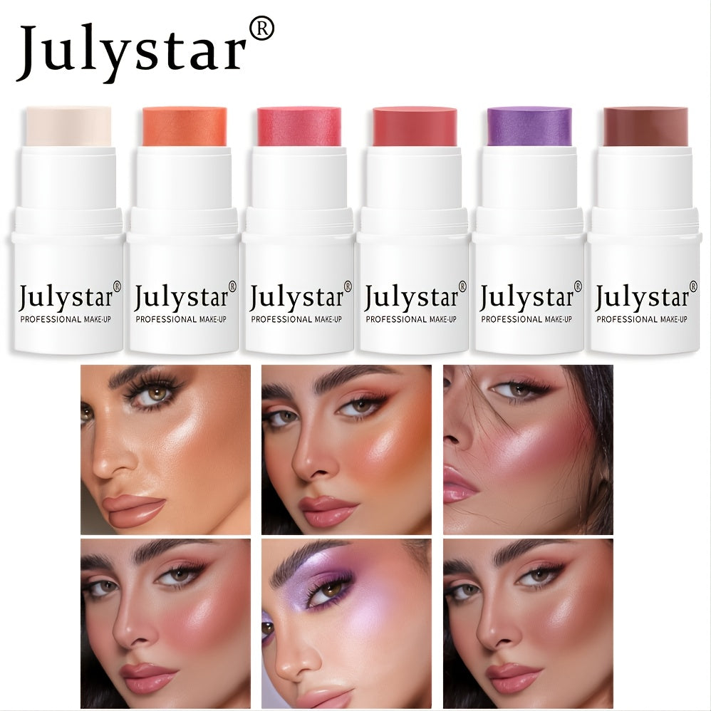 6-Color Lazy Blush Stick Shimmer Cheek Rouge Cream Highlighter