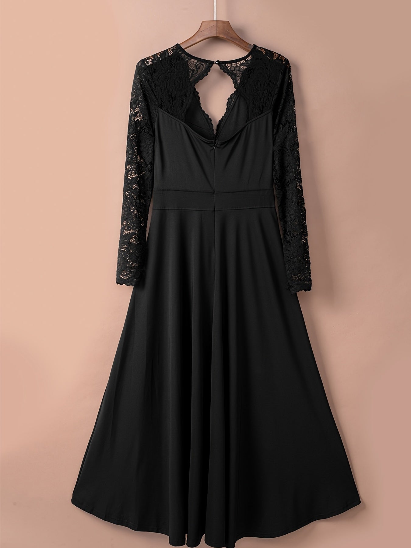 Women's Casual Solid Lace V-Neck High-Low Hem Dress