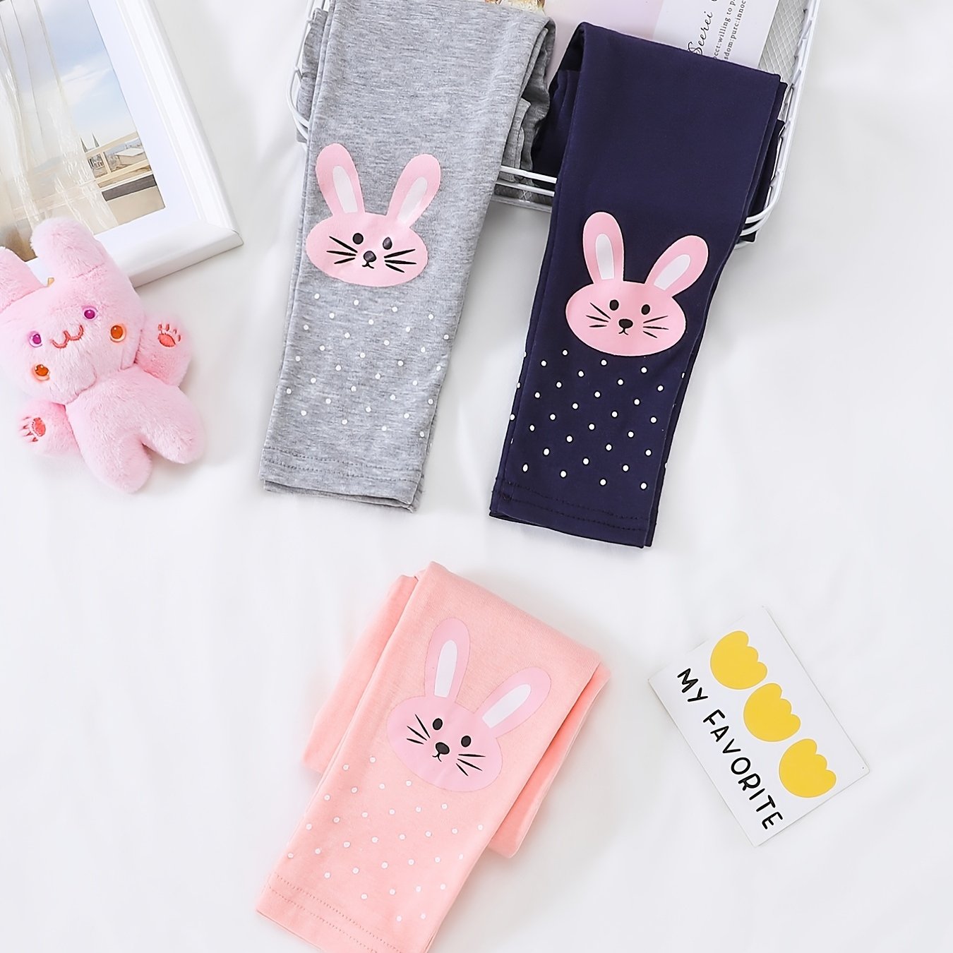 Cartoon Rabbit Print Footless Tights for Girls