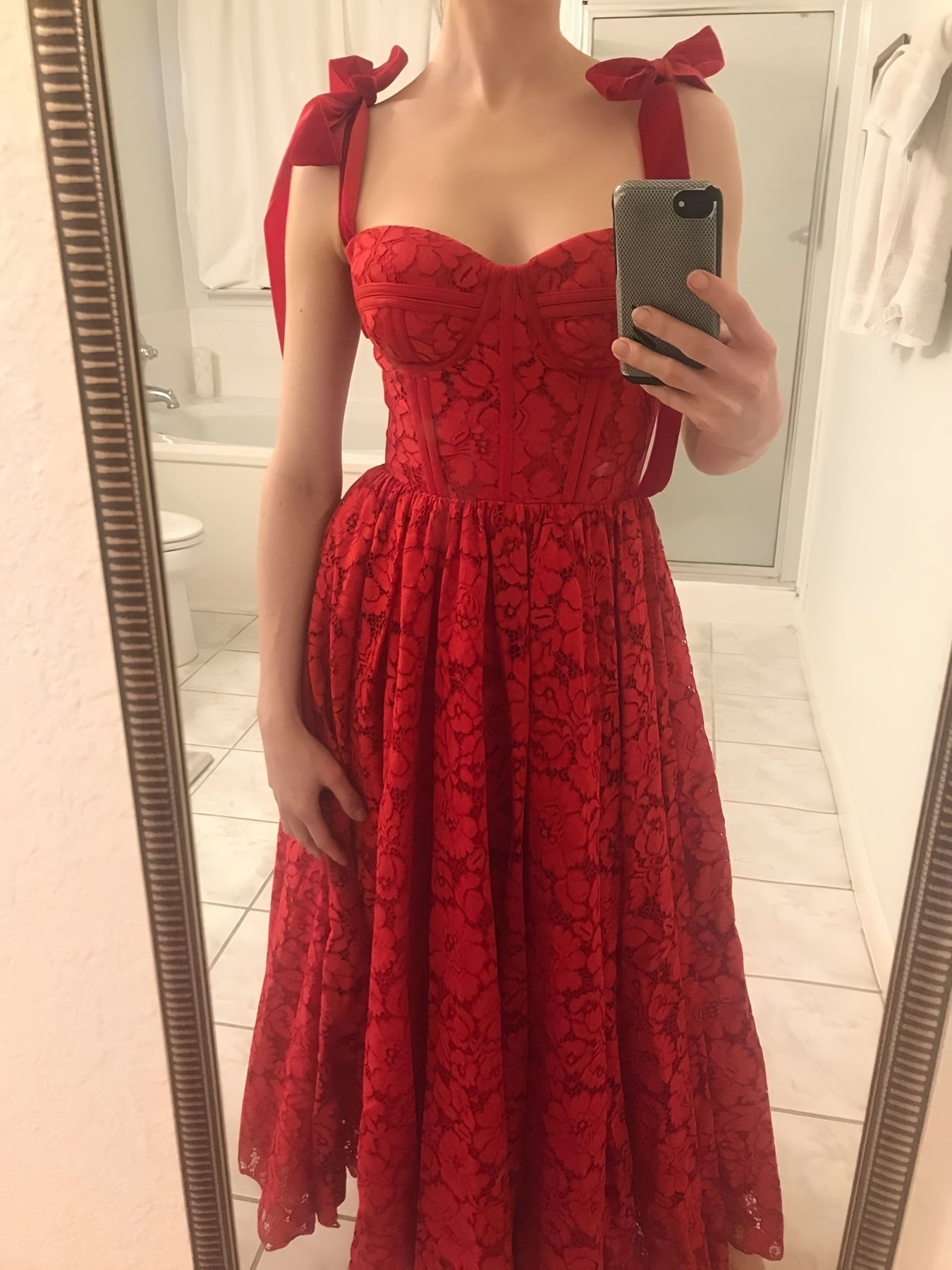 Chinese New Year Elegant Lace Tie Up Sleeveless Dress