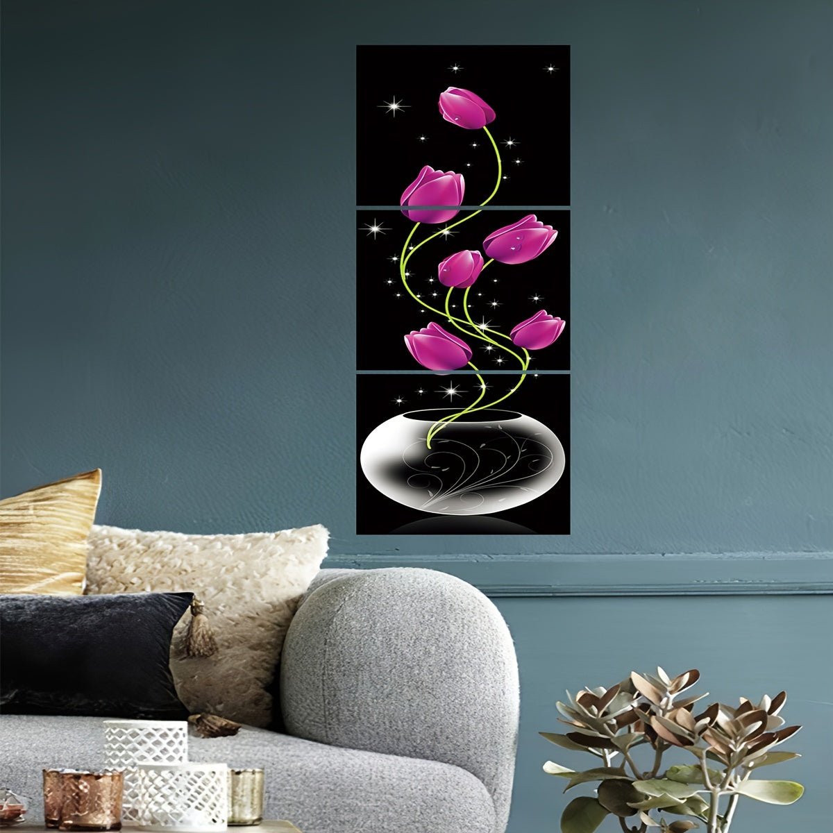 3pcs Self-Adhesive Flower Tile Sticker Set