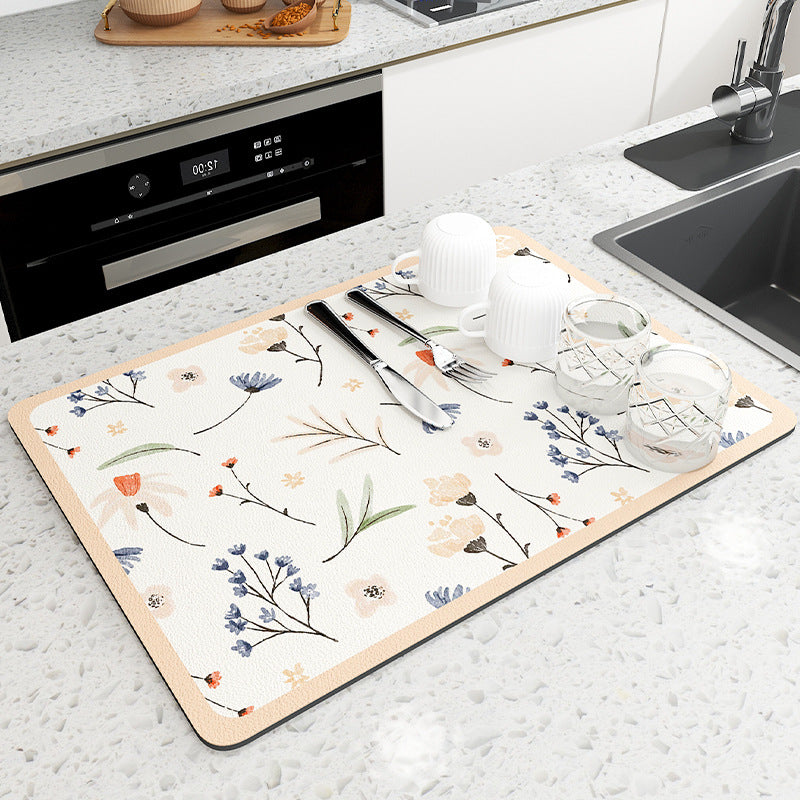 1pc Kitchen Drying Mat, Kitchen Counter Mat, Dish Drying Mat, Foldable Kitchen Drying Mat, Non-Slip Heat Insulation Mat