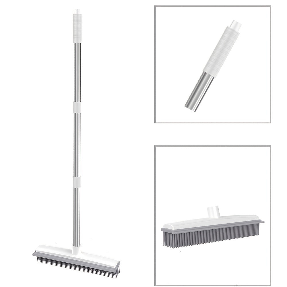 1-Pack Rubber Broom with Squeegee and Long Handle