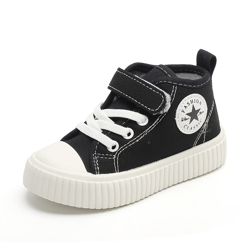 Toddler Boys Casual Canvas Sneakers with Hook & Loop Fastener