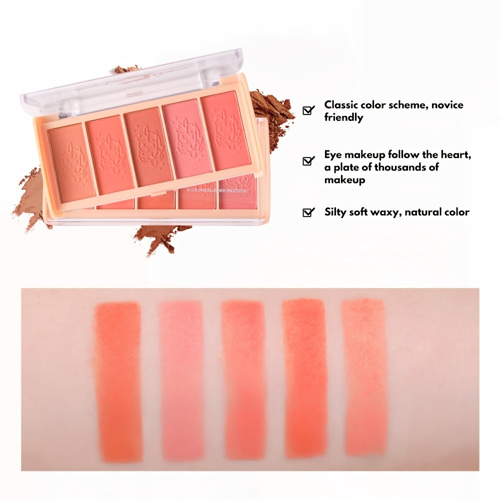 5-color Natural and Long-lasting Blush Palette