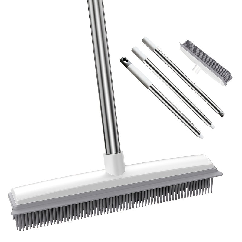 1-Pack Rubber Broom with Squeegee and Long Handle