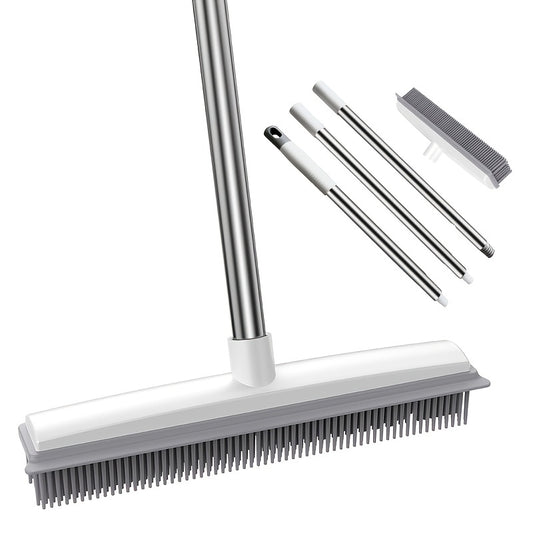1-Pack Rubber Broom with Squeegee and Long Handle