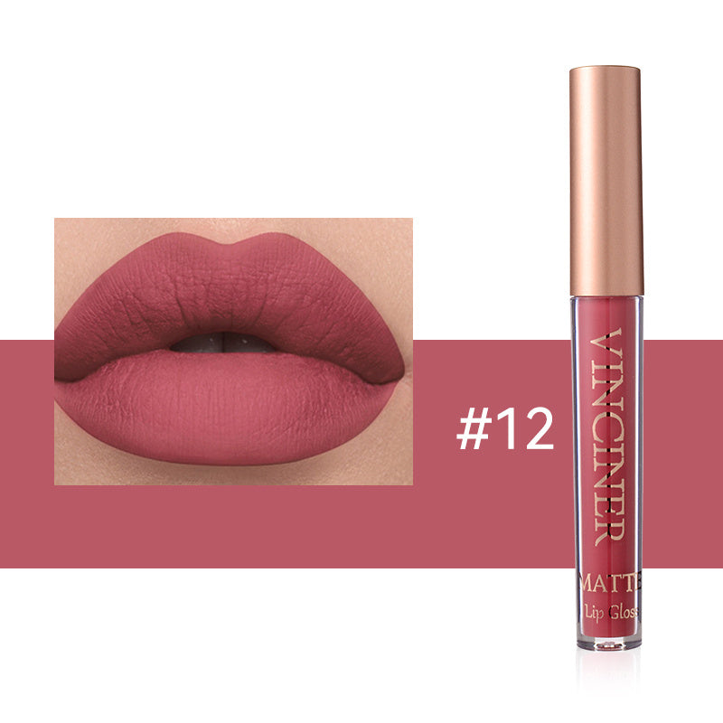 12-Color Lip Glaze Matte Liquid Lipstick Set: Waterproof, Non-Stick, Long-Lasting Matte Gloss