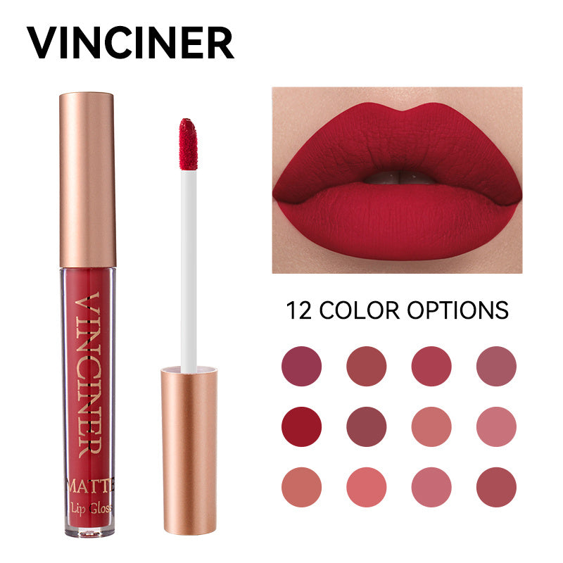 12-Color Lip Glaze Matte Liquid Lipstick Set: Waterproof, Non-Stick, Long-Lasting Matte Gloss