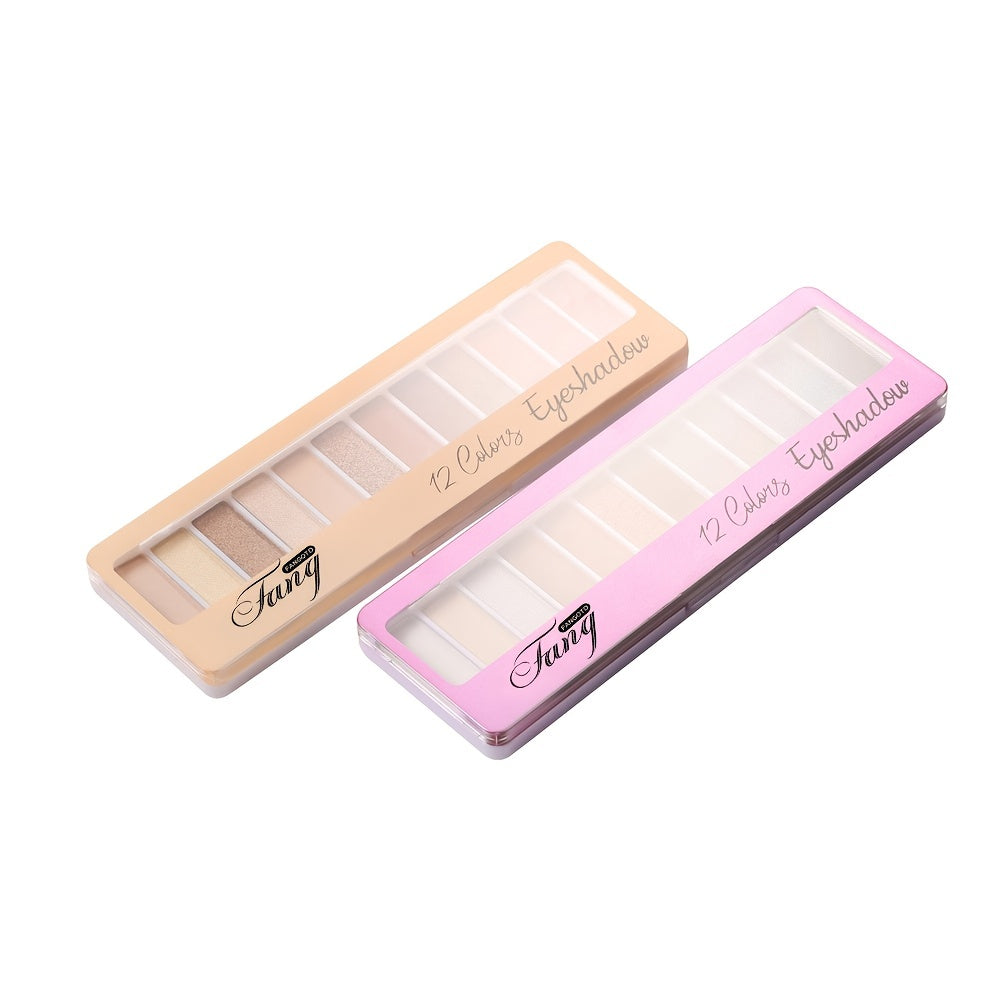 12-Color Eye Shadow Palette: Matte and Glittering Waterproof Formulas with Brush Included