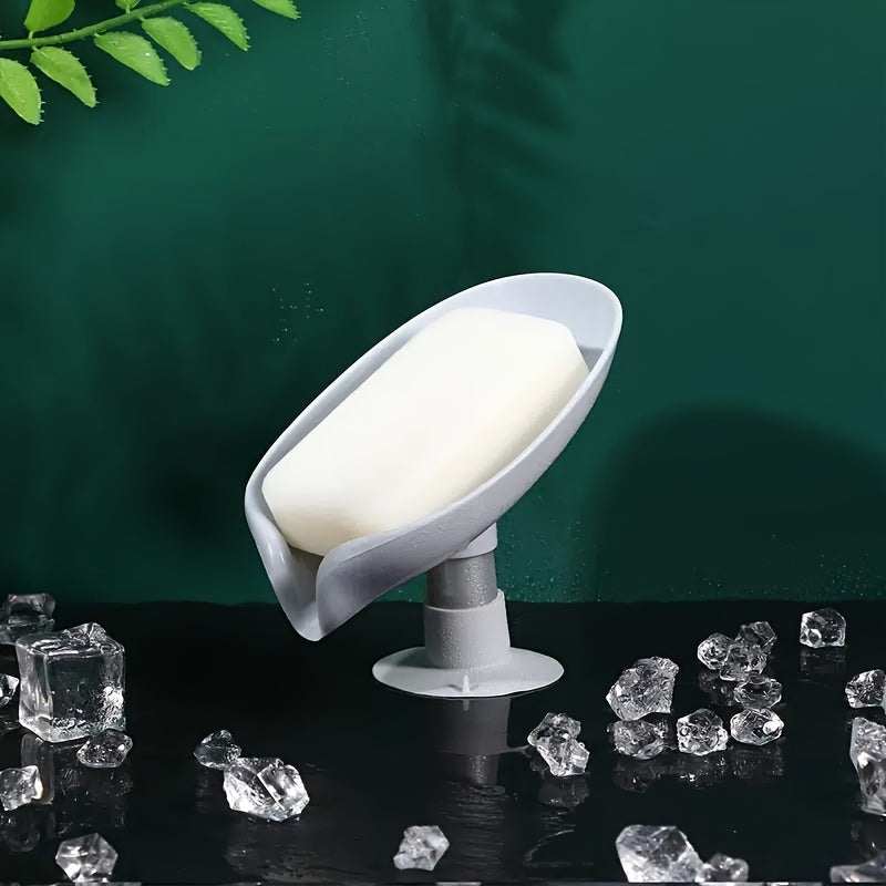 1pc Leaf Shape Soap Holder, Soap Dishes, Punch-free Soap Box, Bathroom & Kitchen Accs