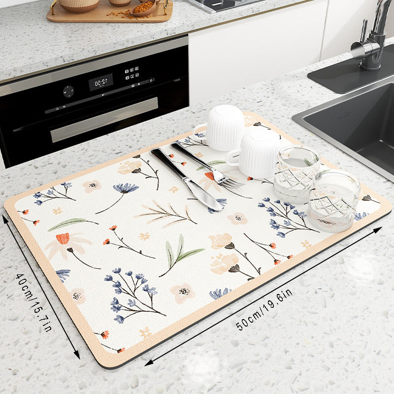 1pc Kitchen Drying Mat, Kitchen Counter Mat, Dish Drying Mat, Foldable Kitchen Drying Mat, Non-Slip Heat Insulation Mat