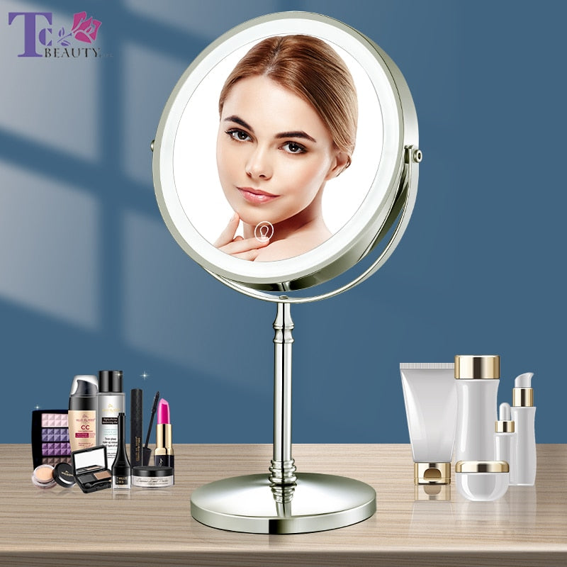 Bringing the Studio to You: 8 Inch Makeup Mirror with Light, USB Charging, and 10x Magnifying for Vanity