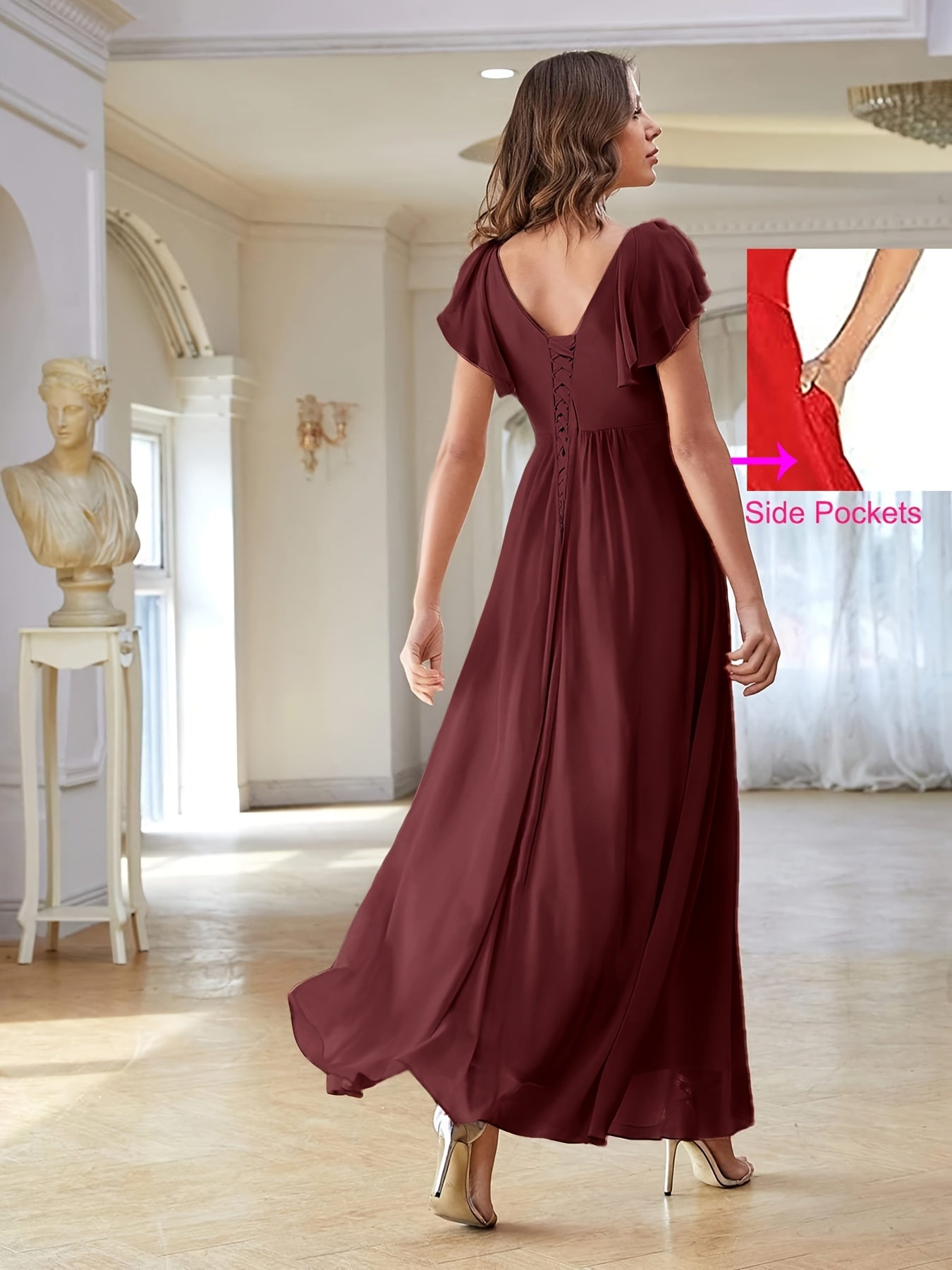 Women's Elegant Chiffon V-Neck Dress