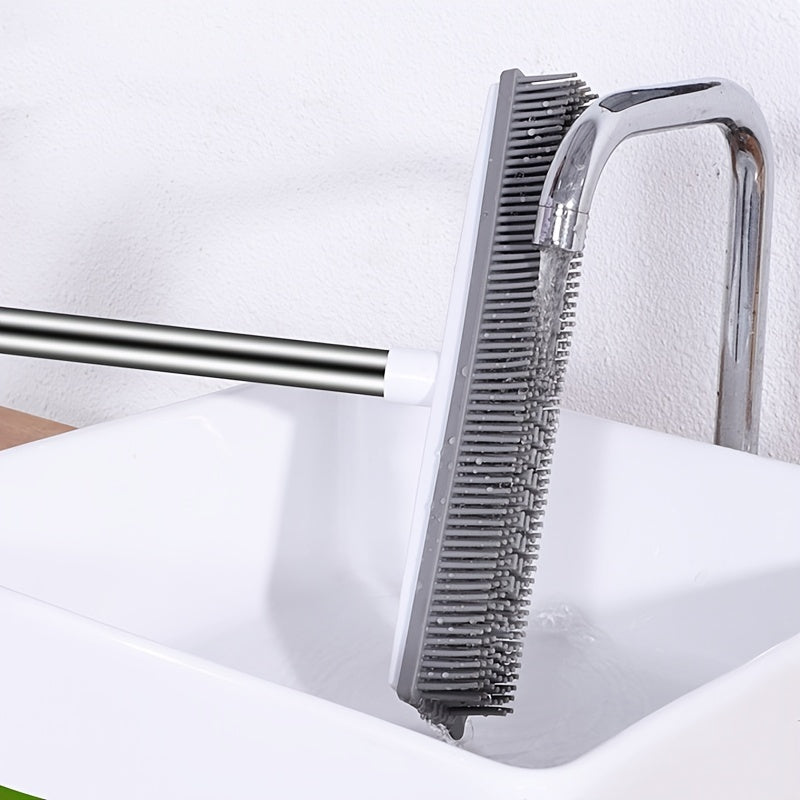 1-Pack Rubber Broom with Squeegee and Long Handle