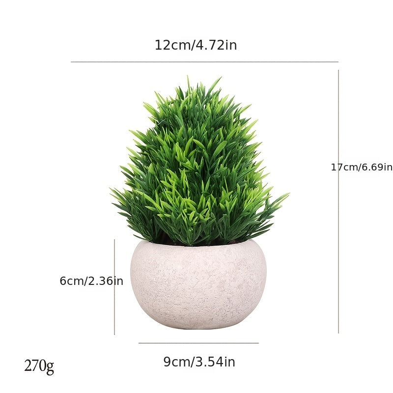 1pc Fake Potted Plants For Bathroom Home Office Decor Mini Artificial Plastic Faux Topiary Shrubs Fake Plants For Desk Decoration