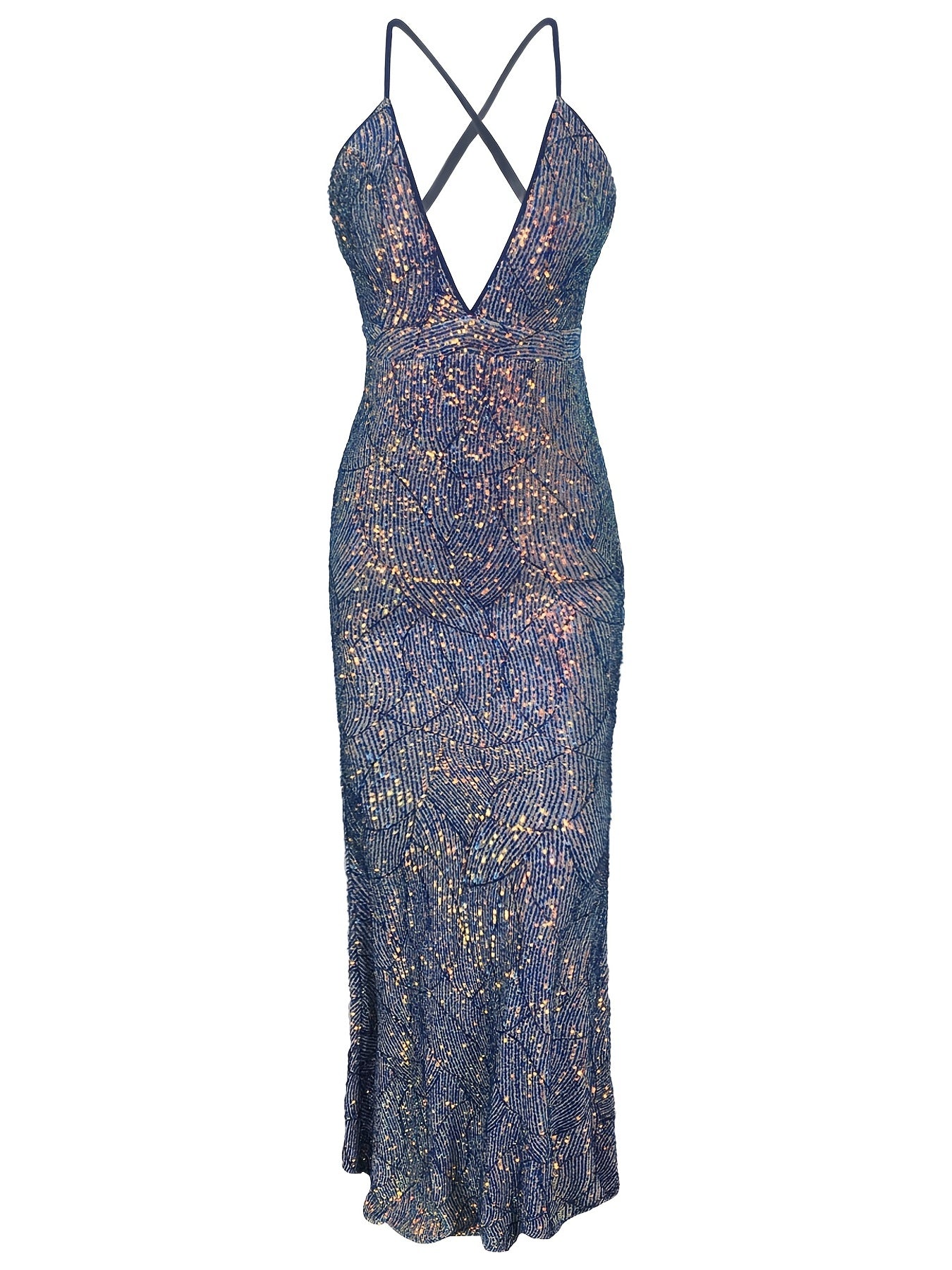 Sexy V-Neck Sequined Long Prom Gown