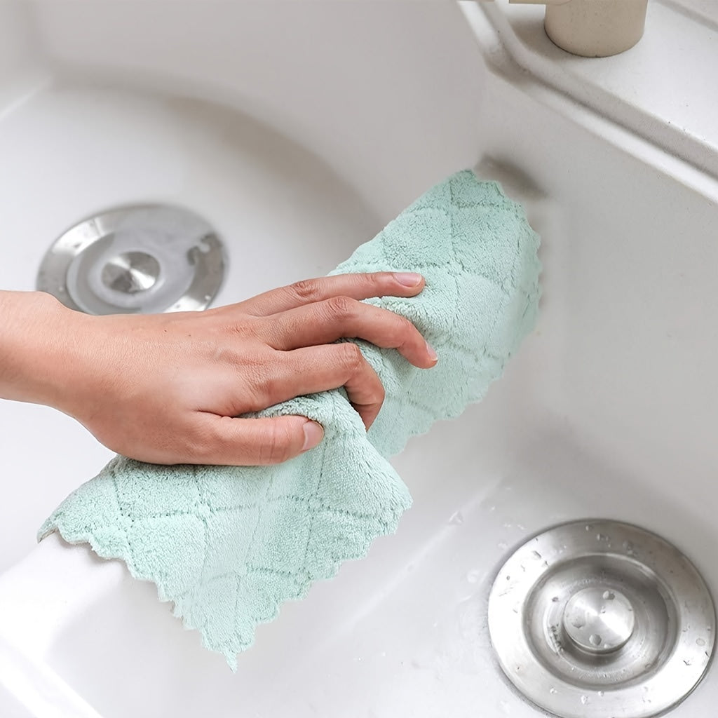 10pcs Kitchen Towel & Dishcloth Set - Random Color, for Washing Dishes, Cooking, Baking