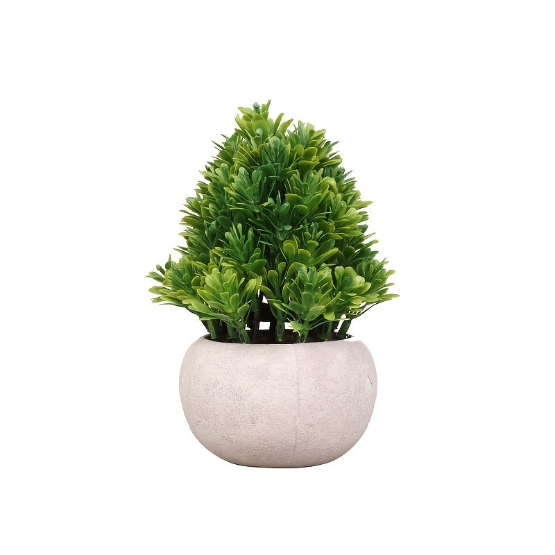 1pc Fake Potted Plants For Bathroom Home Office Decor Mini Artificial Plastic Faux Topiary Shrubs Fake Plants For Desk Decoration