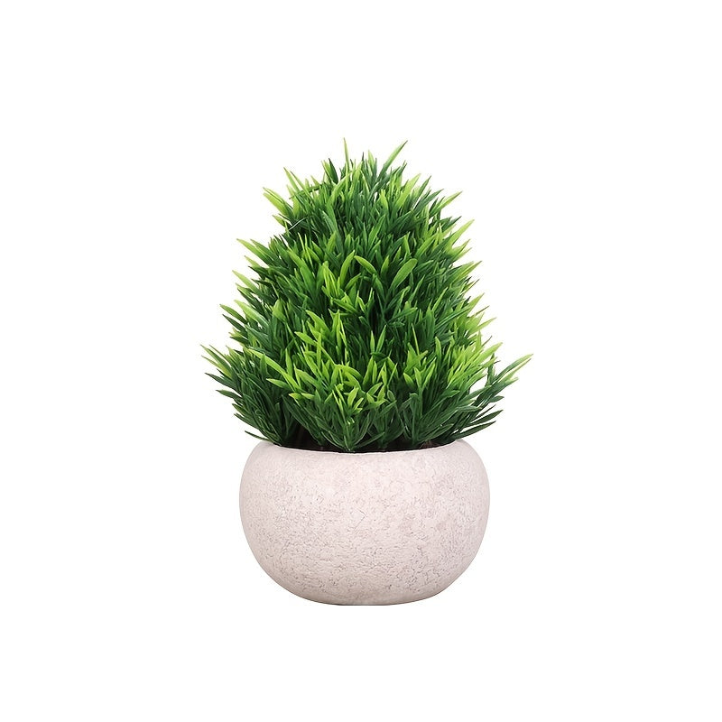 1pc Fake Potted Plants For Bathroom Home Office Decor Mini Artificial Plastic Faux Topiary Shrubs Fake Plants For Desk Decoration