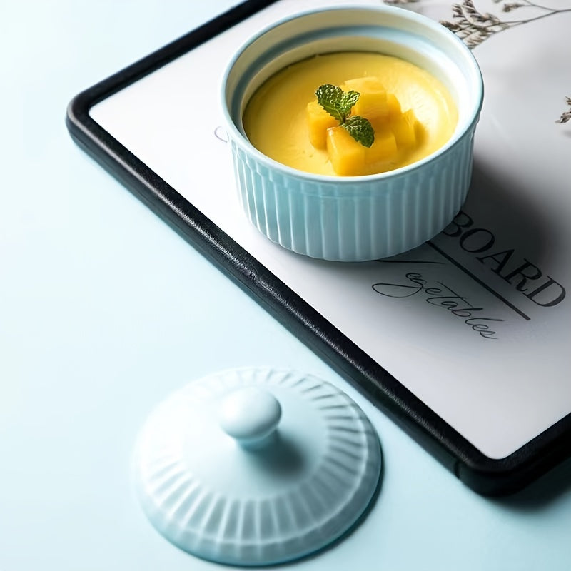 1pc Ceramic Soufflé Covered Bowl with Lid