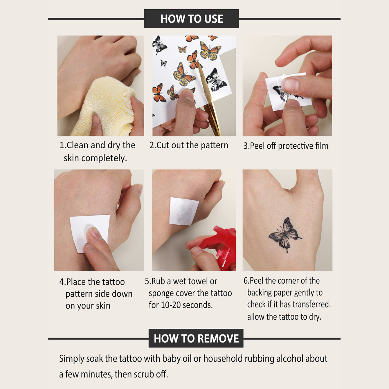 6-Piece Beautiful Flower Printed Body Tattoo Stickers